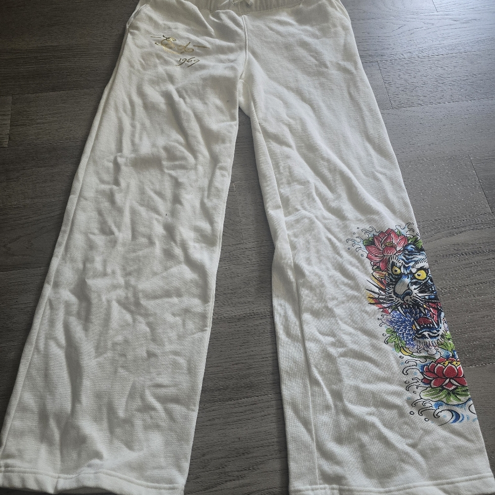 Large Cream Ed Hardy Sweatpants
